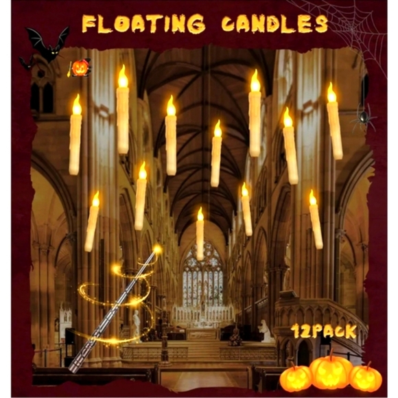 Floating Candles with Wand Remote, Magic Floating Halloween Candles - Picture 1 of 11
